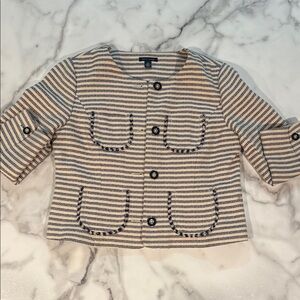 Tommy Hilfiger Navy and Cream Striped Kids Blazer
